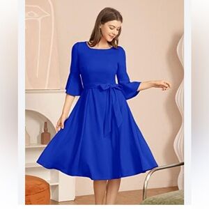 Hr homrain Elegant royal Blue Midi Dress